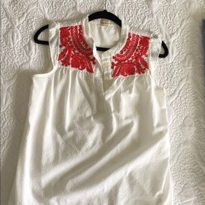 J. Crew embroidered flutter sleeve blouse